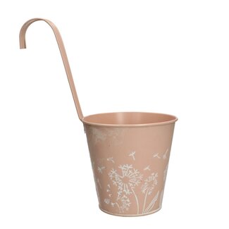 4A Pot suspendu en zinc Pot de fleur Pot pour plante “Celo” | Couleur: Rose clair | Diamètre 14 centimeter | Hauteur 29 centimeter | Par 12 pots suspendus