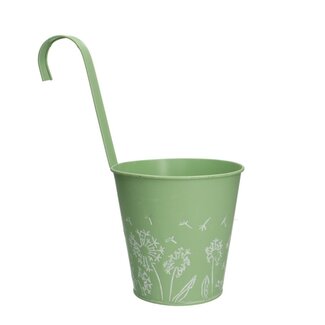 4A Pot suspendu en zinc Pot de fleur Pot de plante “Celo” | Couleur: Vert clair | Diamètre 14 centimeter | Hauteur 29 centimeter | Par 12 pots suspendus
