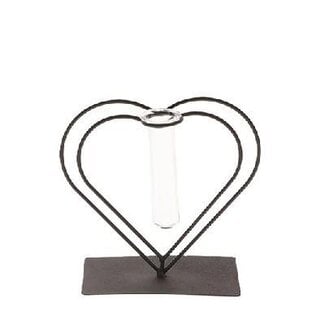 4A Heart Frame with Tube Vase | Colour: Black | Length 14 centimeter | Width 7 centimeter | Height 17 centimeter | Per 4 hearts