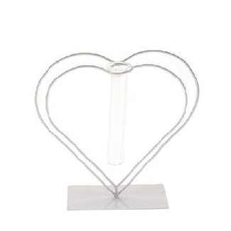 4A Heart Frame with Tube Vase | Colour: Natural White | Length 15 centimetre | Width 8 centimetre | Height 23 centimetre | Per 4 hearts