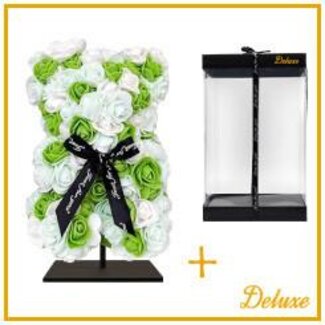 4A Bär aus Schaumrosen-Mix | Farbe: Grün | Höhe 25 centimeter | inklusive Ständer | Pro Bär