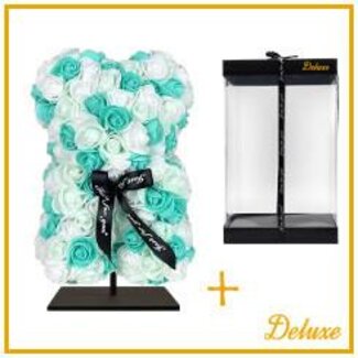 4A Ours en mousse mix de roses | Couleur: Turquoise | Hauteur 25 centimeter | inclus support | Par ours