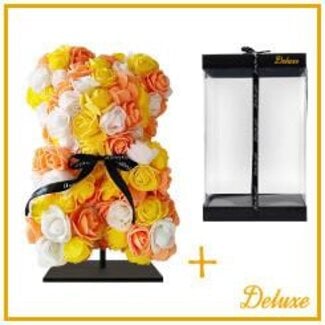 4A Bear of Foam Roses Mix | Colour: Yellow and Orange | Height 25 centimeter | including stand | Per bear