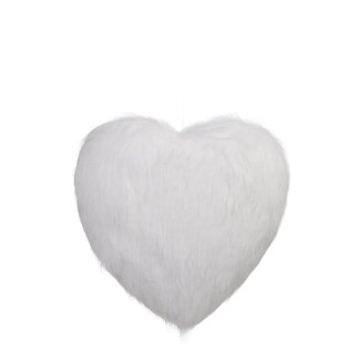 4A Fluffy Heart Hanger Decoration | Colour: Natural White | Diameter 17 centimeter | Per hanger