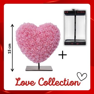 4A Herz aus Schaumrosen | Farbe: Hellrosa | Hoogte 15 centimeter | inclusief Ständer | Pro Herz