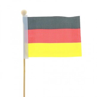 4A Deutsche Flagge am Stab | Farbe: Gemischte Farben | Flaggenstecker | Höhe 8 centimeter | Breite 11 centimeter | Länge ± 50 centimeter | Pro 25 Flaggenstecker