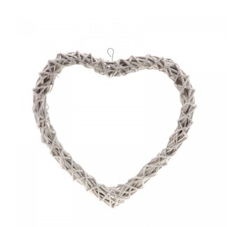 4A Décoration Cœur de Saule | Couleur: Blanc Naturel | Diamètre 34 centimeter | Par 5 cœurs