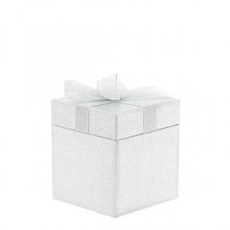4A Bouquethalter Geschenkbox Hutschachtel “Geschenk” | Farbe: Silberfarben | Durchmesser 9.5 centimeter | Höhe 10 centimeter | Pro 6 Bouquethalter