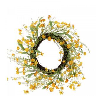4A Couronne en soie “Printemps Fleurissant” | Couleur: Jaune | Diamètre 50 centimeter | Par couronne