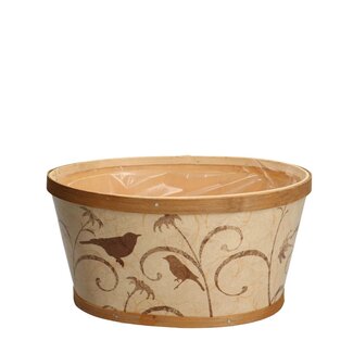 4A Wooden Flowerpot Planter "Birds" | Colour: Light brown | Length 22 centimetre | Width 18 centimetre | Height 11 centimetre | Per 10 planters
