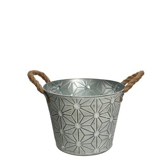 4A Pot de fleurs en zinc Pot pour plante “Scott” | Couleur: Gris | Diamètre 21 centimeter | Hauteur 16 centimeter | Par 10 pots de fleurs