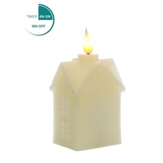 4A LED Wax Huisje | Kleur: Crèmekleurig | Lengte 6 centimeter | Breedte 5 centimeter | Hoogte 12 centimeter | Per 6 huisjes