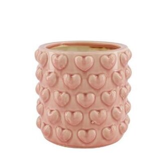 4A Ceramic Plant Pot “Hearts” | Colour: Light pink | Diameter 18 centimetre | Height 17 centimetre | Per 2 plant pots