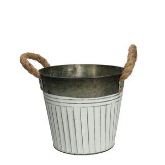 4A En zinc Pot de fleurs Pot pour plante “Jop” | Couleur: Blanc Naturel | Diamètre 16 centimeter | Hauteur 14 centimeter | Par 10 pots de fleurs
