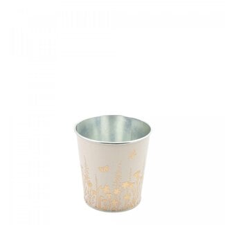 4A Zinken Bloempot Plantenpot “Alossi” | Kleur: Beige | Diameter 10 centimeter | Hoogte 10 centimeter | Per 10 bloempotten