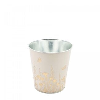 4A Zinken Bloempot Plantenpot “Alossi” | Kleur: Beige | Diameter 13 centimeter | Hoogte 13 centimeter | Per 10 bloempotten