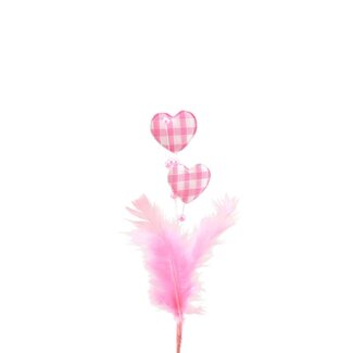 4A Pick Heart with Feathers | Colour: Pink | Length pick ± 15 centimetre | Heart diameter 7 centimetre | Per 24 picks