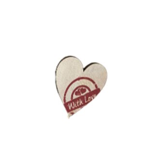 4A Holz Hart Stecker | Farbe: Rot | Länge Stecker ± 12 centimeter | Durchmesser Herz 7 centimeter | Pro 24 Stecker