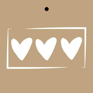 4A Card Label 3 Hearts | Colour: Sand-coloured | Length 7 centimeter | Width 7 centimeter | Per 20 cards