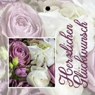 4A Card label with German text “Glückwunsch” | Colour: Lilac-coloured | Width 7 centimeter | Height 7 centimeter | Per 20 labels
