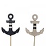 Anker Beistecker “Maritiem” | Farbe: Blau Weiß | Durchmesser 6 centimeter | Länge 7 centimeter | Länge Beistecker 20 centimeter | Pro 10 Beistecker