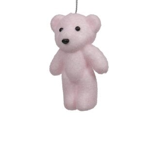 4A Flock Bear Decoration Hanger | Colour: Pink | Height 12 centimeter | Per 2 hangers