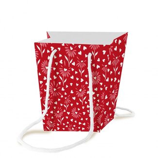 4A Tas “Valentine” | Kleur: Rood | Lengte 15 centimeter | Breedte 11 centimeter | Hoogte 17 centimeter | Per 10 tassen