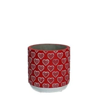 4A Keramiek Bloempot “Love” | Kleur: Rood | Diameter 10.5 centimeter | Hoogte 11 centimeter | Per 6 bloempotten