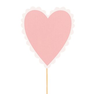 4A Hart Bijsteker “Lacey” | Kleur: Roze | Lengte bijsteker ± 50 centimeter | Diameter hart 8 centimeter | Per 25 bijstekers