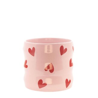 4A Ceramic Flowerpot “Hearts” | Colour: Pink | Diameter 9 centimetre | Height 9.5 centimetre | Per 8 flowerpots