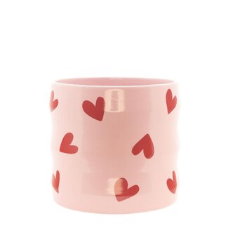 4A Ceramic Flowerpot “Hearts” | Colour: Pink | Diameter 12 centimeter | Height 12.5 centimeter | Per 5 flowerpots