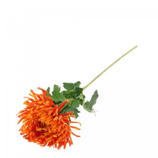4A Chrysanthème Fleur artificielle | Couleur: Orange | Longueur ± 74 centimètres | Par 12 fleurs artificielles