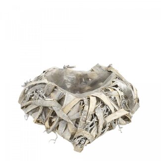 4A Wilgen Hart Bloempot Plantenpot | Kleur: Grijs | Lengte 22 centimeter | Breedte 20 centimeter | Hoogte 5 centimeter | Per 2 planters