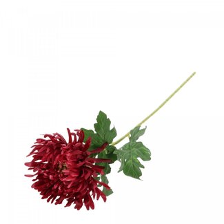 4A Chrysanthème Fleur artificielle | Couleur: Rouge | Longueur ± 74 centimètres | Par 12 fleurs artificielles