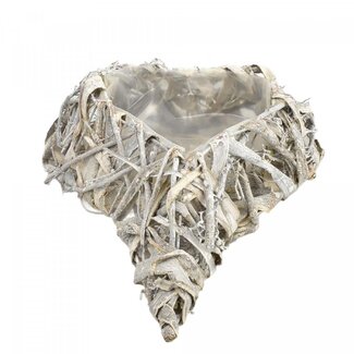 4A Wilgen Hart Bloempot Plantenpot | Kleur: Grijs | Lengte 33 centimeter | Breedte 25 centimeter | Hoogte 8 centimeter | Per 2 planters