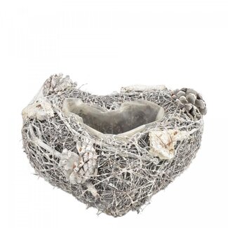 4A Twijg Hart Bloempot Plantenpot | Couleur: Gris | Diamètre 20 centimeter | Hauteur 7 centimeter | Par 2 pots