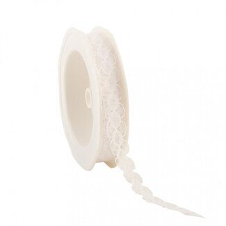 4A Ruban Dentelle Fleur | Couleur: Blanc Naturel | Largeur 15 millimeter | Longueur 20 meter | Par rouleau