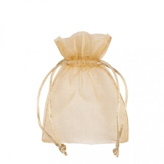 4A Tassen Organza | Kleur: Goudkleurig | Diameter 9 centimeter | Hoogte 12 centimeter | Per 10 tassen