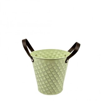4A Zinc Flowerpot Plant pot "Squares"  | Colour: Green | Diameter 16 centimeter | Height 16 centimeter | Per 10 little buckets