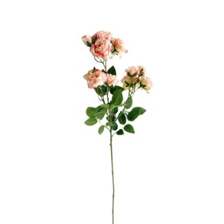 4A Trosroos Kunstbloem | Kleur: Roze | Rosa Spray Kunstbloemen | Lengte ± 65 centimeter | Per 6 kunstbloemen