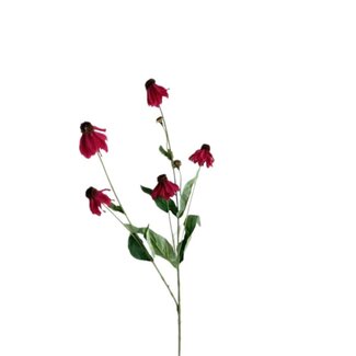 4A Fleur artificielle Zonnehoed | Couleur: Rouge | Fleurs artificielles Echinacea Purpure | Longueur ± 65 centimeter | Par 10 fleurs artificielles