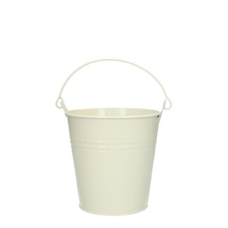 4A Seau en zinc Pot de fleur Pot de plante “Breeze” | Couleur: Crème | Diamètre 13 centimeter | Hauteur 13 centimeter | Par 10 seaux