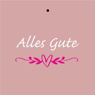 4A Kärtchen Etikett mit deutschem Text “Alles Gute” | Farbe: Rosa | Breite 7 centimeter | Höhe 7 centimeter | Pro 20 Etiketten