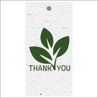 4A Biologisch Kaartje Label met tekst “Thank you” | Kleur: Wit Groen | Breedte 5 centimeter | Hoogte 10 centimeter | Per 10 labels