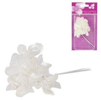 4A Dekorationsblume | Farbe: Natürliches Weiß | Durchmesser 3 centimeter | Länge 13 centimeter | Pro 6 Blumen