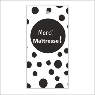4A Kaartje Label met Franse tekst “Maîtresse” | Kleur: Zwart Wit | Breedte 5 centimeter | Hoogte 10 centimeter | Per 20 labels