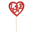 Houten Hart Bijsteker “Love” | Kleur: Rood | Lengte bijsteker ± 50 centimeter | Diameter hart 8 centimeter | Per 25 bijstekers