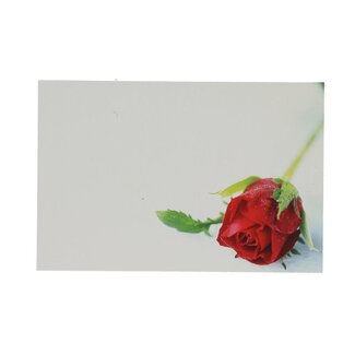 4A Label card “Red Rosebud” | Colour: Natural White | Width 9 centimeter | Height 6 centimeter | Per 50 labels