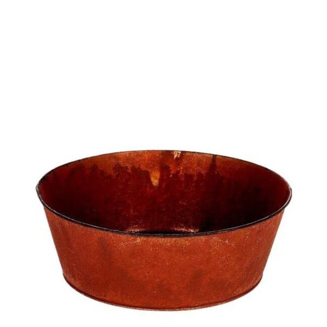 Zinc Trough Flowerpot Plant pot “Evan” | Colour: Brown | Diameter 25 centimeter | Height 7.5 centimeter | Per 10 pots