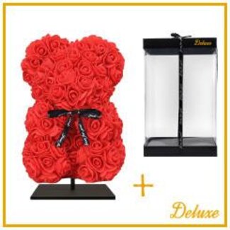 4A Bär aus Schaumrosen | Farbe: Rot | Höhe 25 centimeter | inklusive Ständer | Pro Bär